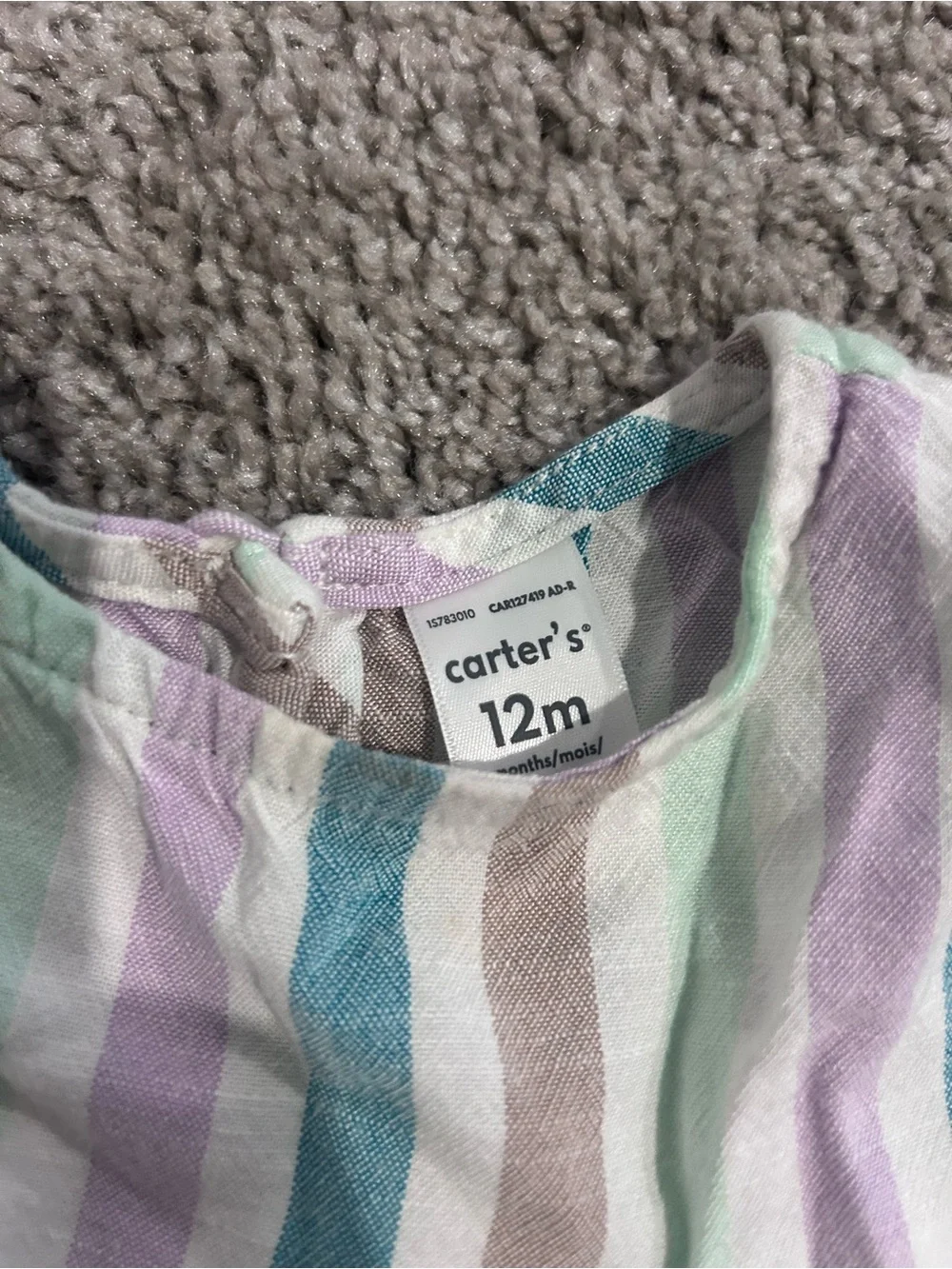 Carter's Pastel Stripe Tiered Dress in Mint, Lavender, Blue and Cream
